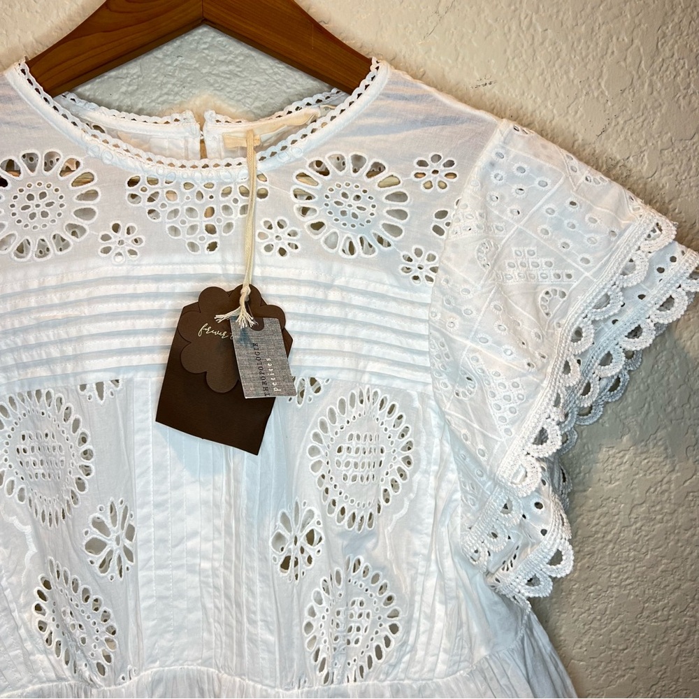 Anthropologie Forever That Girl Flutter-Sleeve Eyelet Embroidery Tunic Top NWT - Picture 6 of 12